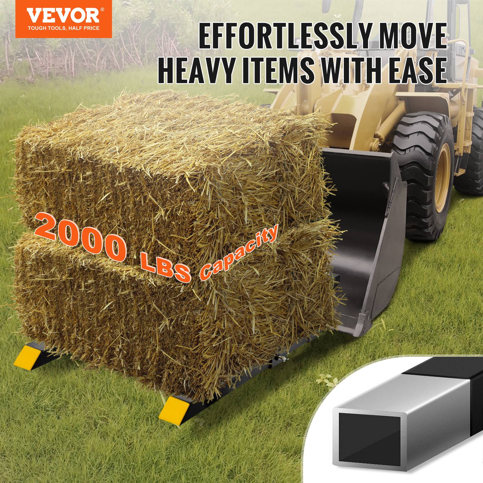 Vevor - VEVOR Pinces fourches palette 1090x70x230 mm, charge 907 kg, lame 76 cm. Pour chargeur tracteur, godet. - Image 2