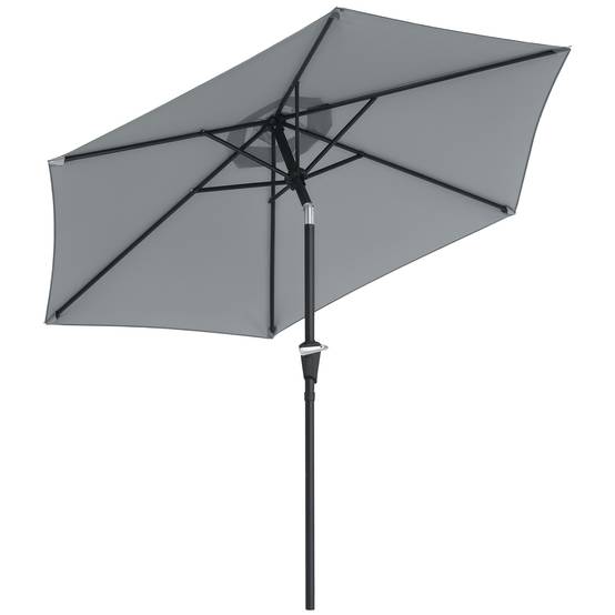 Parasol inclinable extérieur métal pour jardin et patio ouverture manivelle Ø230 cm gris - ComfortXL Outdoor Living - Image 1