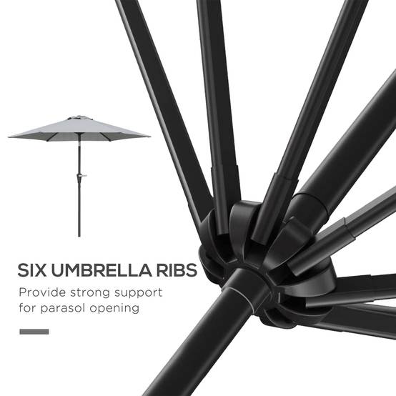 Parasol inclinable extérieur métal pour jardin et patio ouverture manivelle Ø230 cm gris - ComfortXL Outdoor Living - Image 10