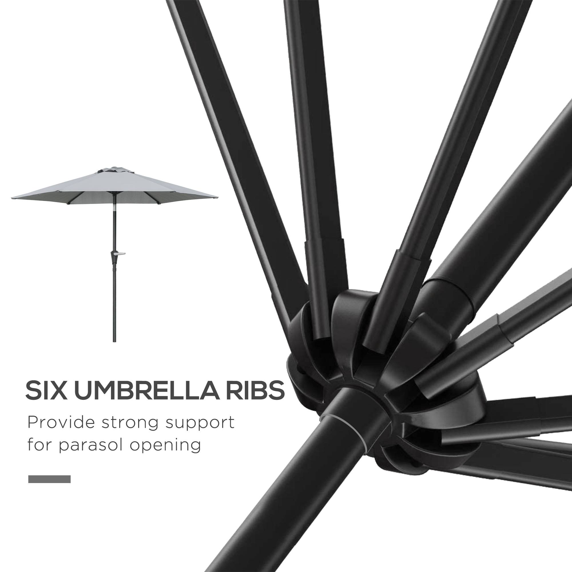 Parasol inclinable extérieur métal pour jardin et patio ouverture manivelle Ø230 cm gris - ComfortXL Outdoor Living - Image 10