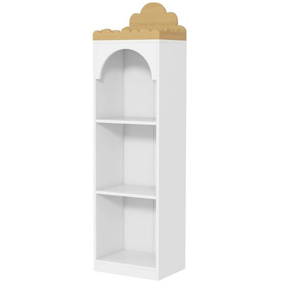 Bibliothèque enfant à 3 niveaux, idéale pour la chambre d'enfant, blanche et naturelle. - Image 2