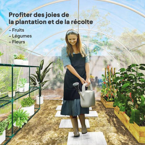 Serre de jardin tunnel 9m² avec porte rigide à charnières 3x3m Transparent - ComfortXL Outdoor Living - Image 9