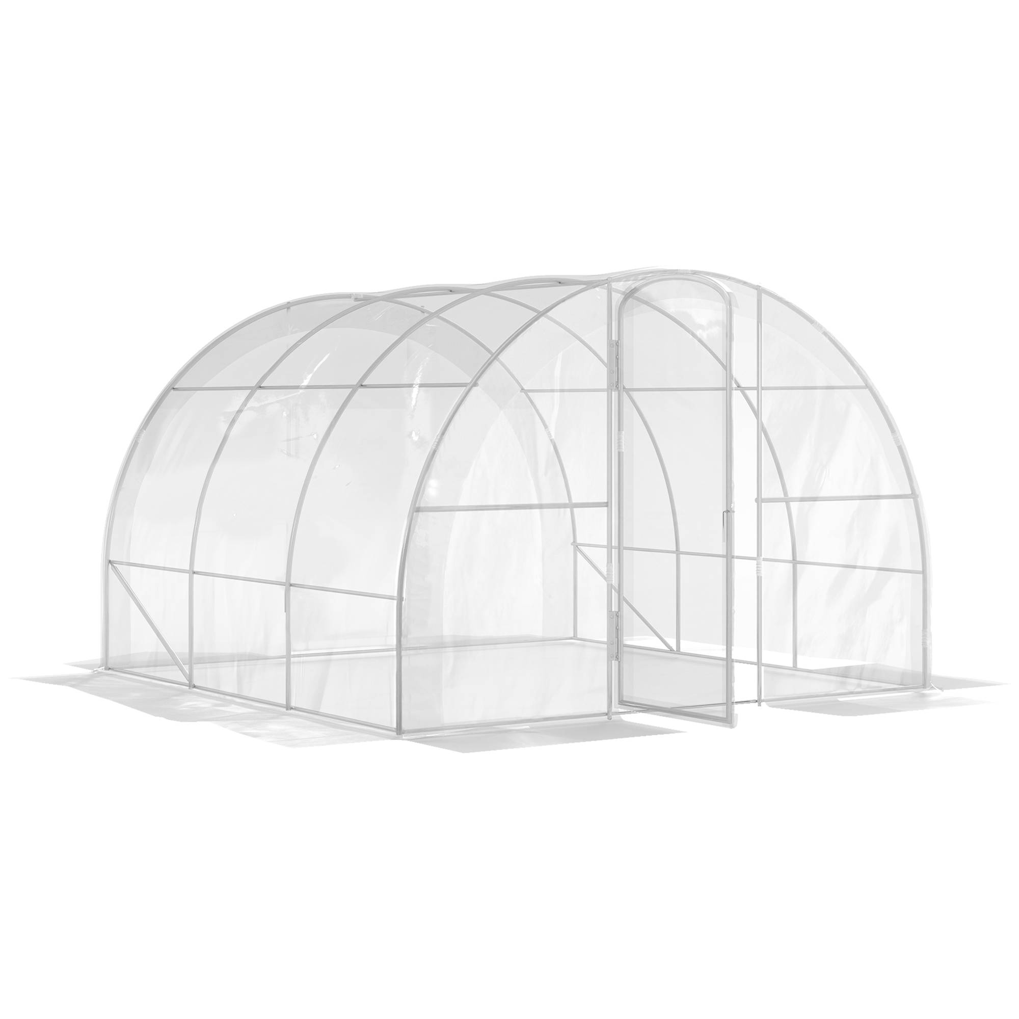 Serre de jardin tunnel 9m² avec porte rigide à charnières 3x3m Transparent - ComfortXL Outdoor Living