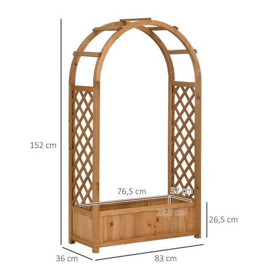 Jardinière sur pieds avec treillis bois de sapin naturel 83 x 36 x 152 cm - PANGIVO - Image 5