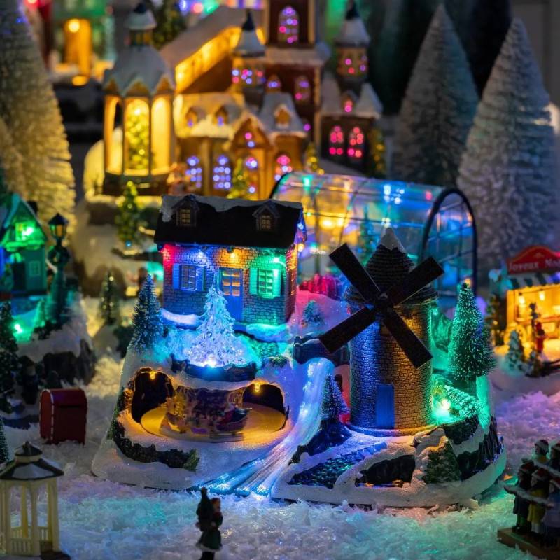 Village lumineux moulin à vent et père Noël musical 15 LED ATMOSPHERA CREATEUR D'INTERIEUR - Image 3