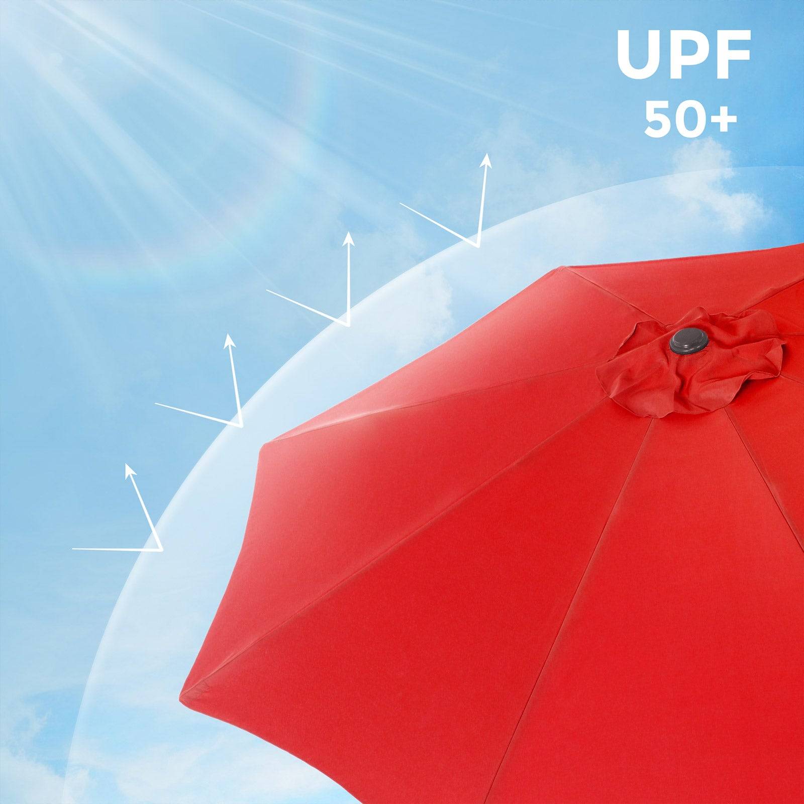 Helloshop26 - Parasol de jardin diamètre 3 m ombrelle protection UPF 50+ toile polyester octogonale inclinable manivelle balcon terrasse piscine plage sans socle r - Image 2