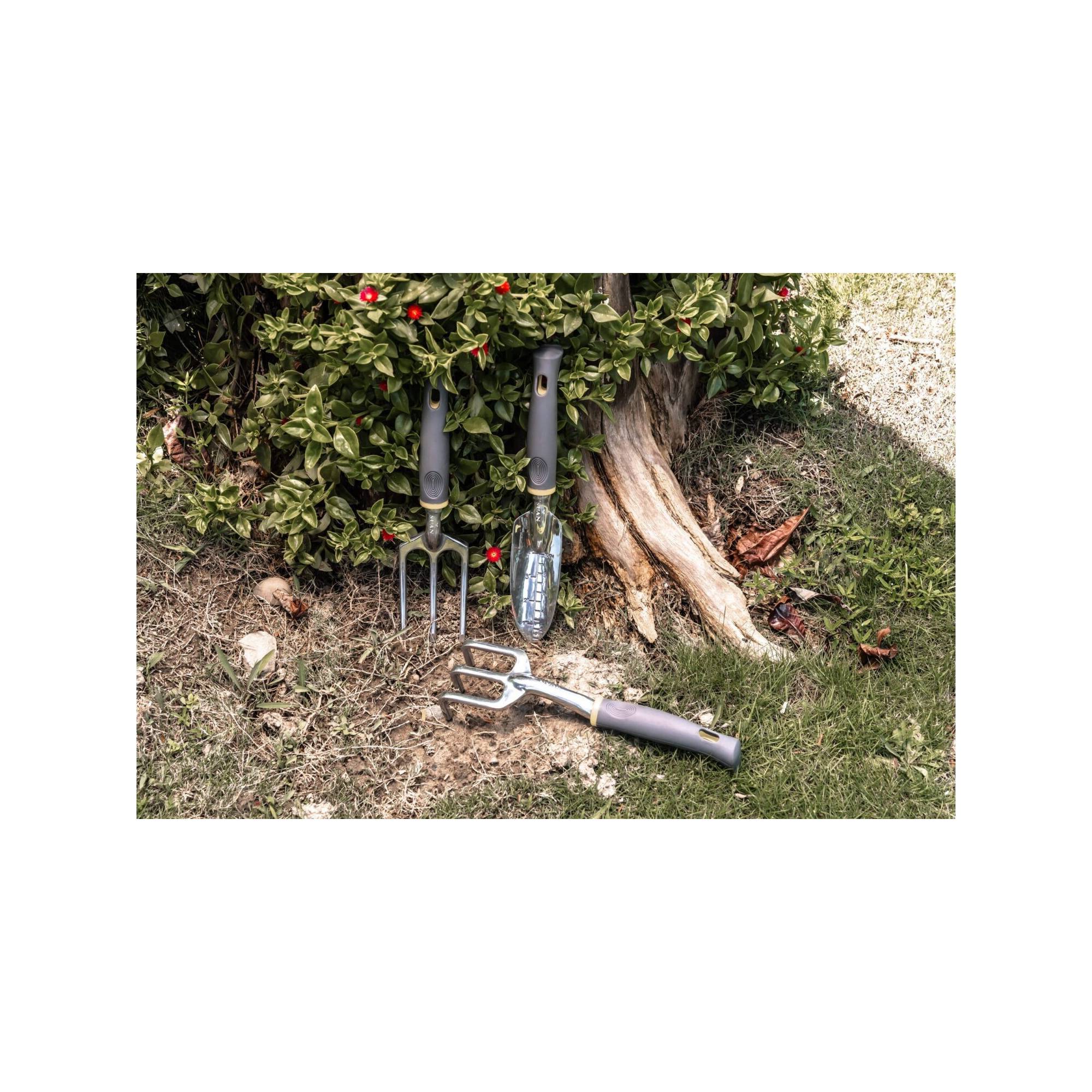 Lot de 3 outils de jardin - Suan - Fourche, râteau à fleurs et transplantoir - En aluminium - Image 5