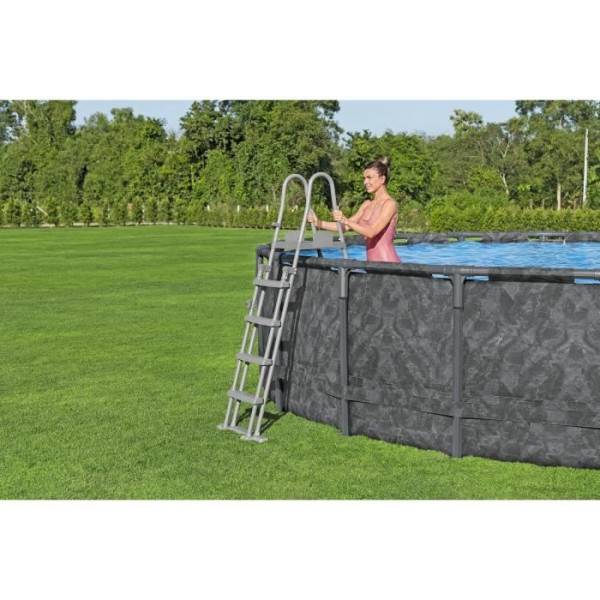 Bestway - Kit Piscine hors sol tubulaire BESTWAY - APX 365™ - 549 x 132 cm - Ronde (Filtre a sable, 250 g polysphere, échelle, bâche) - Image 5