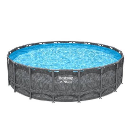 Bestway - Kit Piscine hors sol tubulaire BESTWAY - APX 365™ - 549 x 132 cm - Ronde (Filtre a sable, 250 g polysphere, échelle, bâche) - Image 3