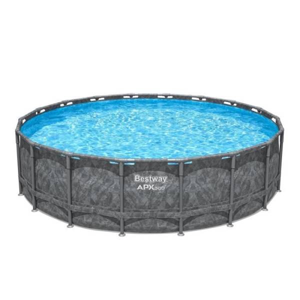 Bestway - Kit Piscine hors sol tubulaire BESTWAY - APX 365™ - 549 x 132 cm - Ronde (Filtre a sable, 250 g polysphere, échelle, bâche) - Image 3