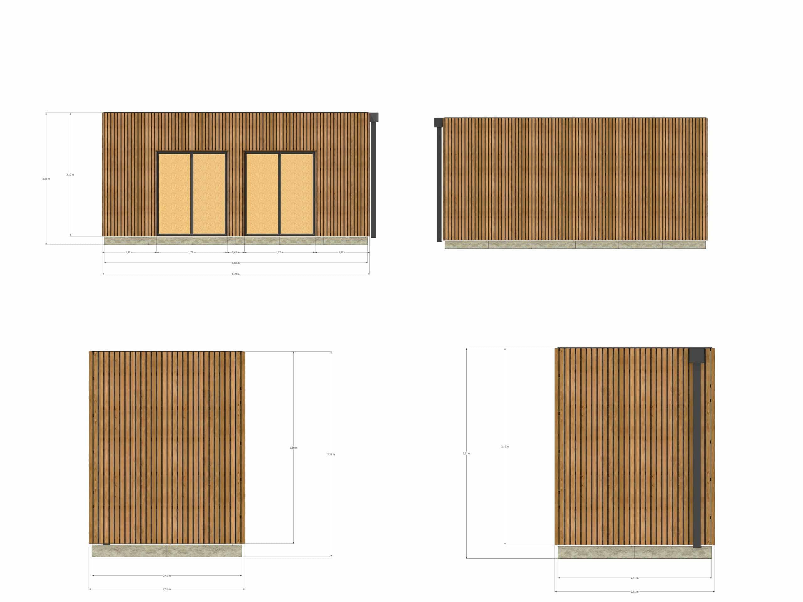 Bureau de jardin 4 saisons en bois 6,6 x 2,4 x 3,2 m / isolation RE2020 ...