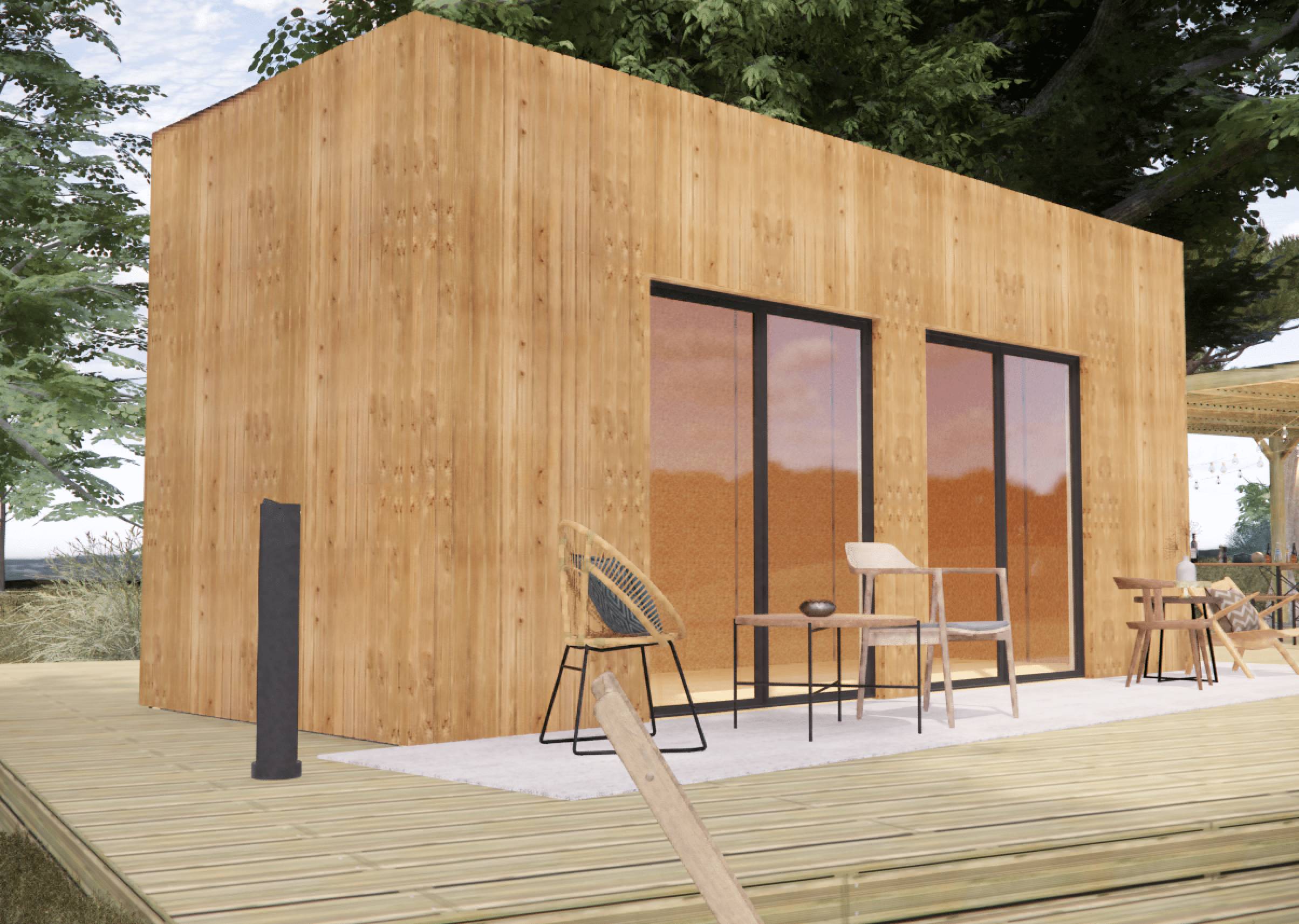Bureau de jardin 4 saisons en bois 6,6 x 2,4 x 3,2 m / isolation RE2020 ...