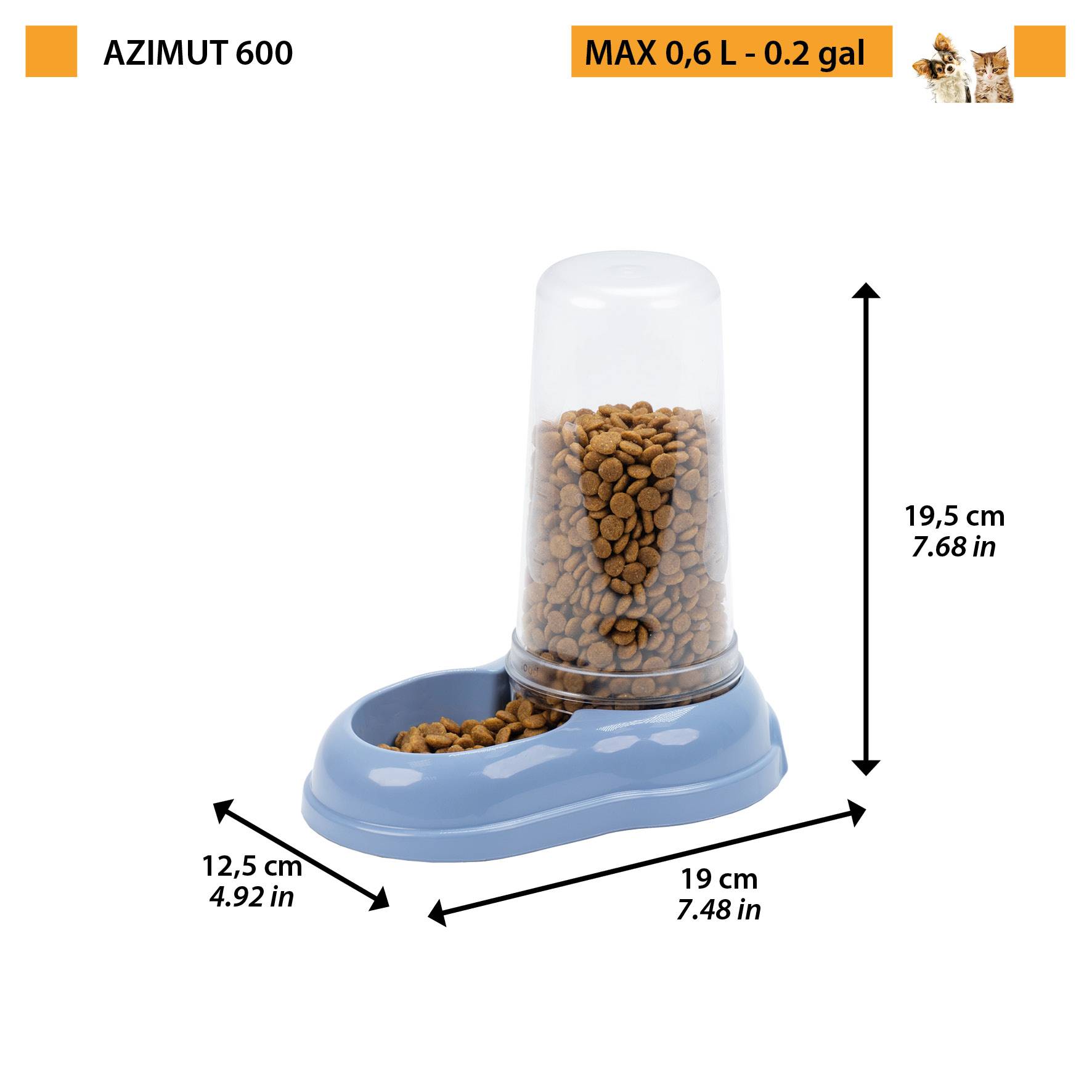 Ferplast - Ferplast Distributeur de nourriture ou d'eau pour chiens et chats AZIMUT 600, Distributeur de nourriture sèche ou eau 0,6 litre, fond antidérapant, - Image 2