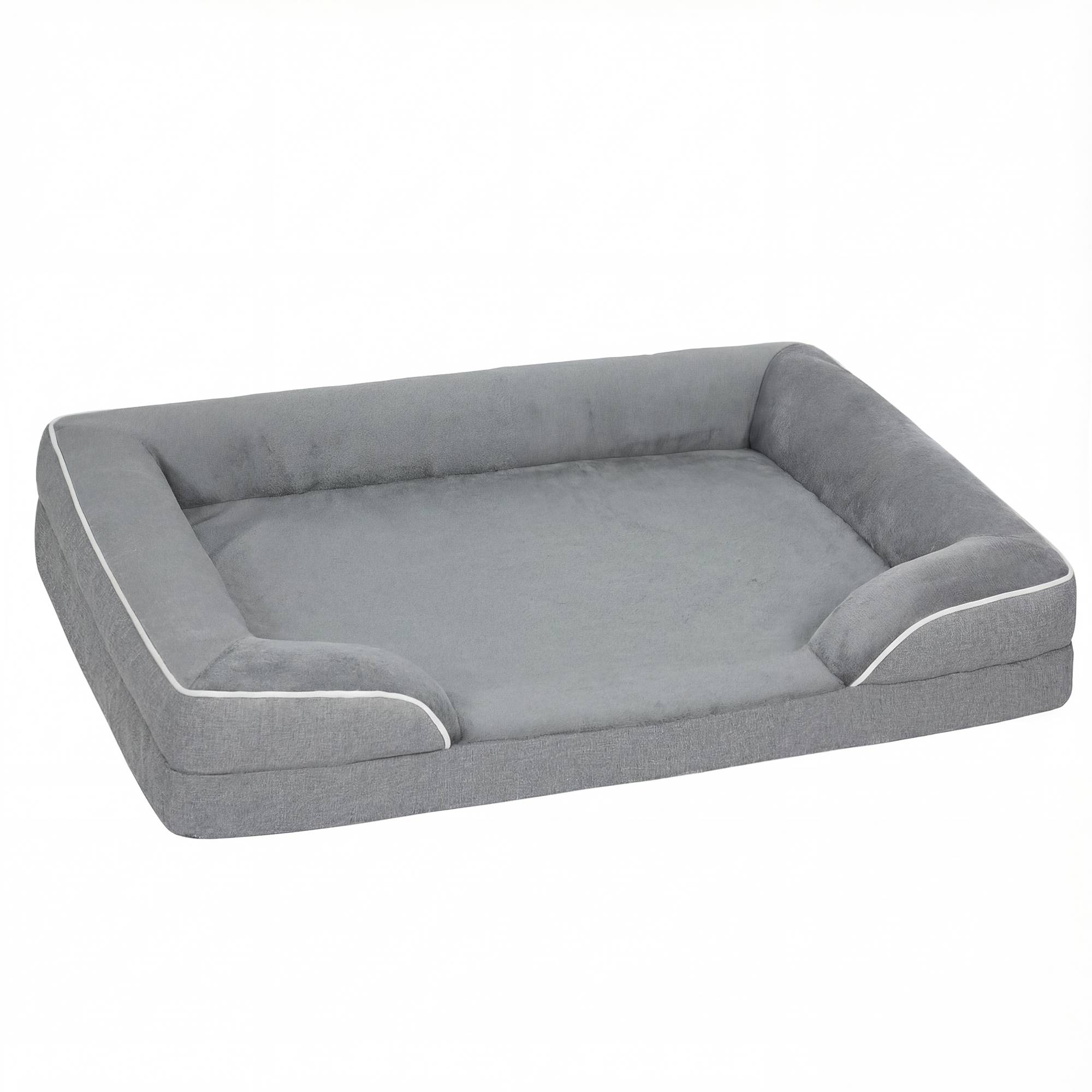 Sans Marque - Cama Perros Medianos Gatos Base Antideslizante Funda Extraíble Lavable 91,5x68,5x16,5 cm Gris - Image 2