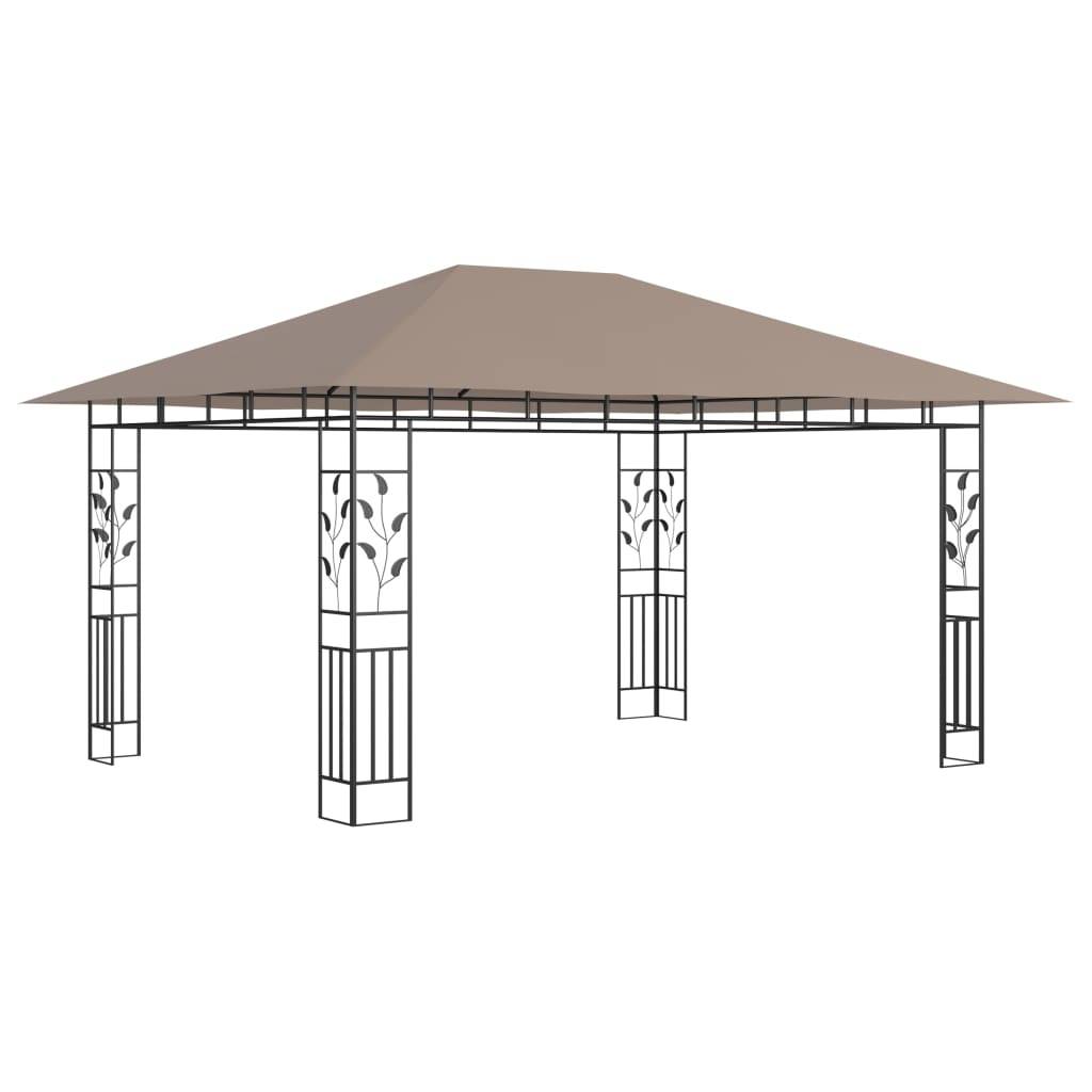 Tonnelle Aluminium Taupe avec Moustiquaire et LED 4 x 3 x 2.73 m - PANGIVO - Image 5