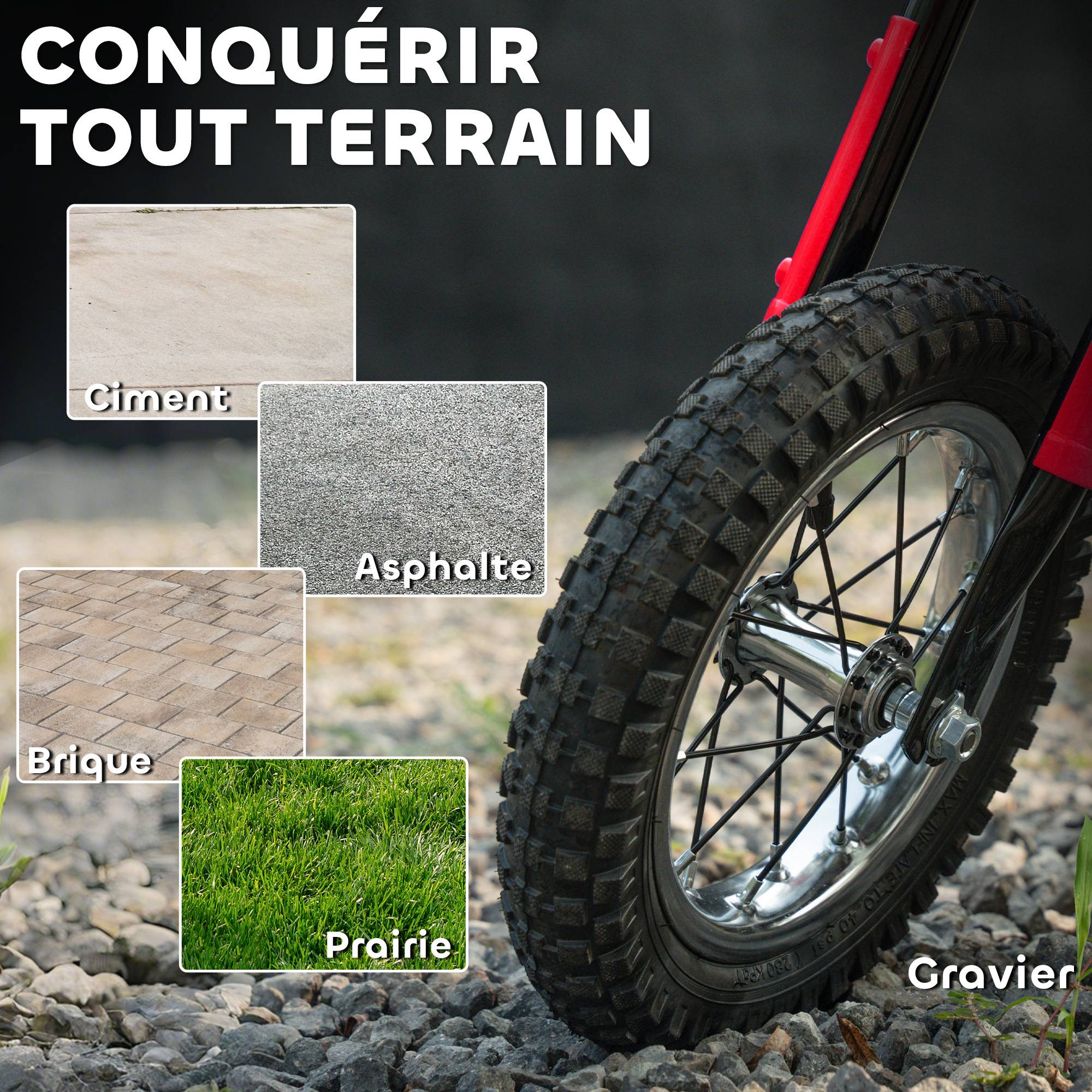 Moto électrique enfants 24V, moteur 250W, vitesse 6,4-16 km/h, pour enfants 8-12 ans, suspension arrière, rouge - Image 10