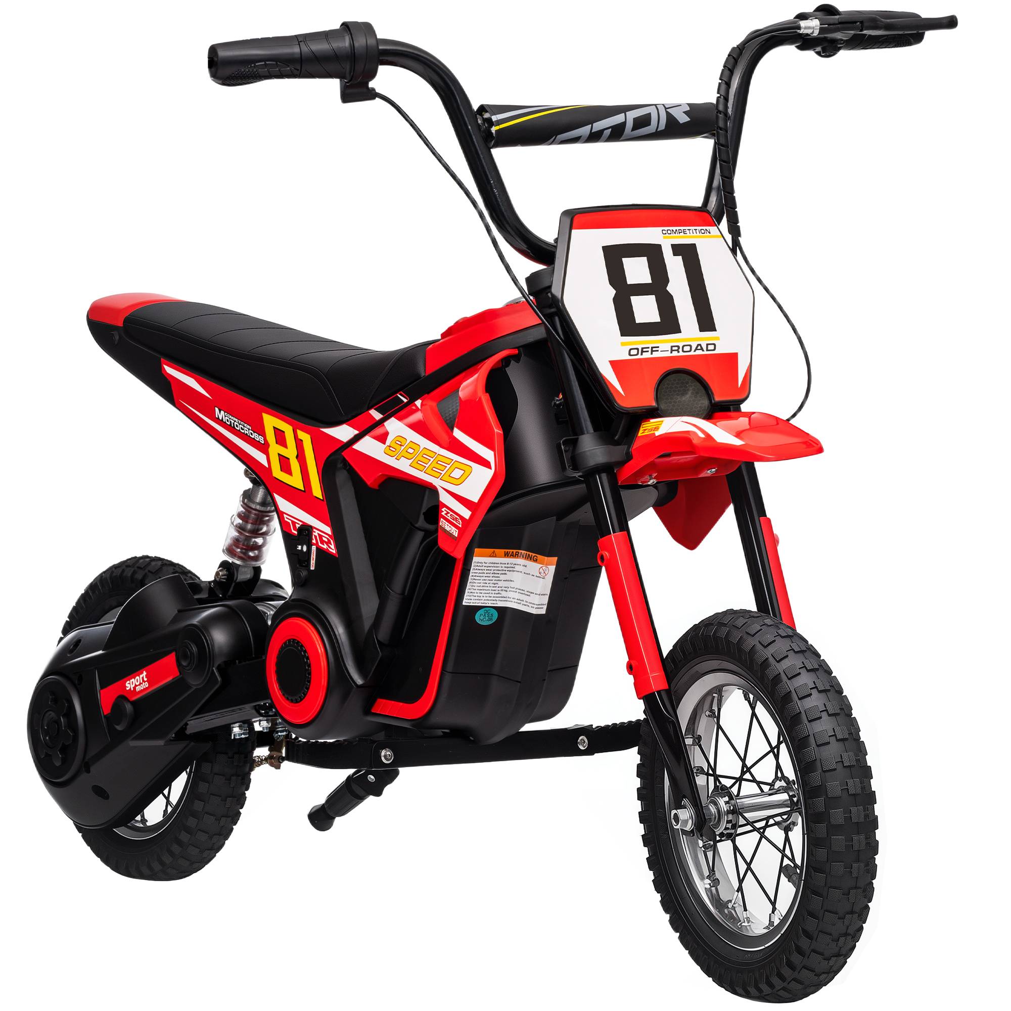Moto électrique enfants 24V, moteur 250W, vitesse 6,4-16 km/h, pour enfants 8-12 ans, suspension arrière, rouge - Image 1