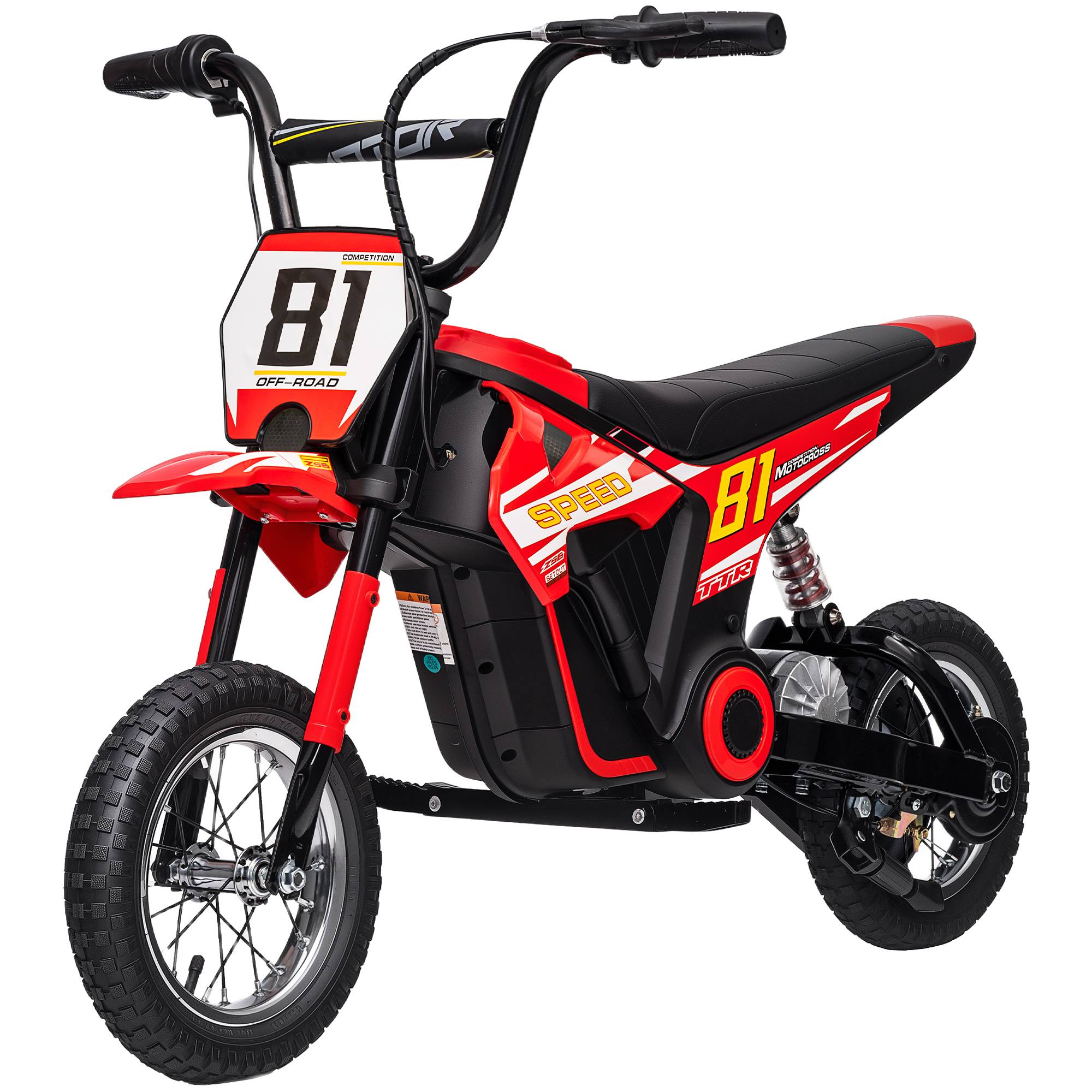 Moto électrique enfants 24V, moteur 250W, vitesse 6,4-16 km/h, pour enfants 8-12 ans, suspension arrière, rouge - Image 2