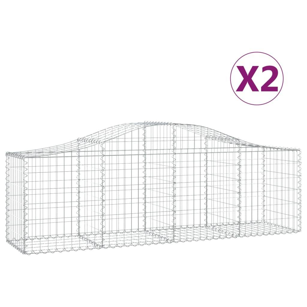 Vidaxl - Paniers à gabions arqués 2 pcs 200x50x60/80 cm Fer galvanisé vidaXL 3145598 - Image 2