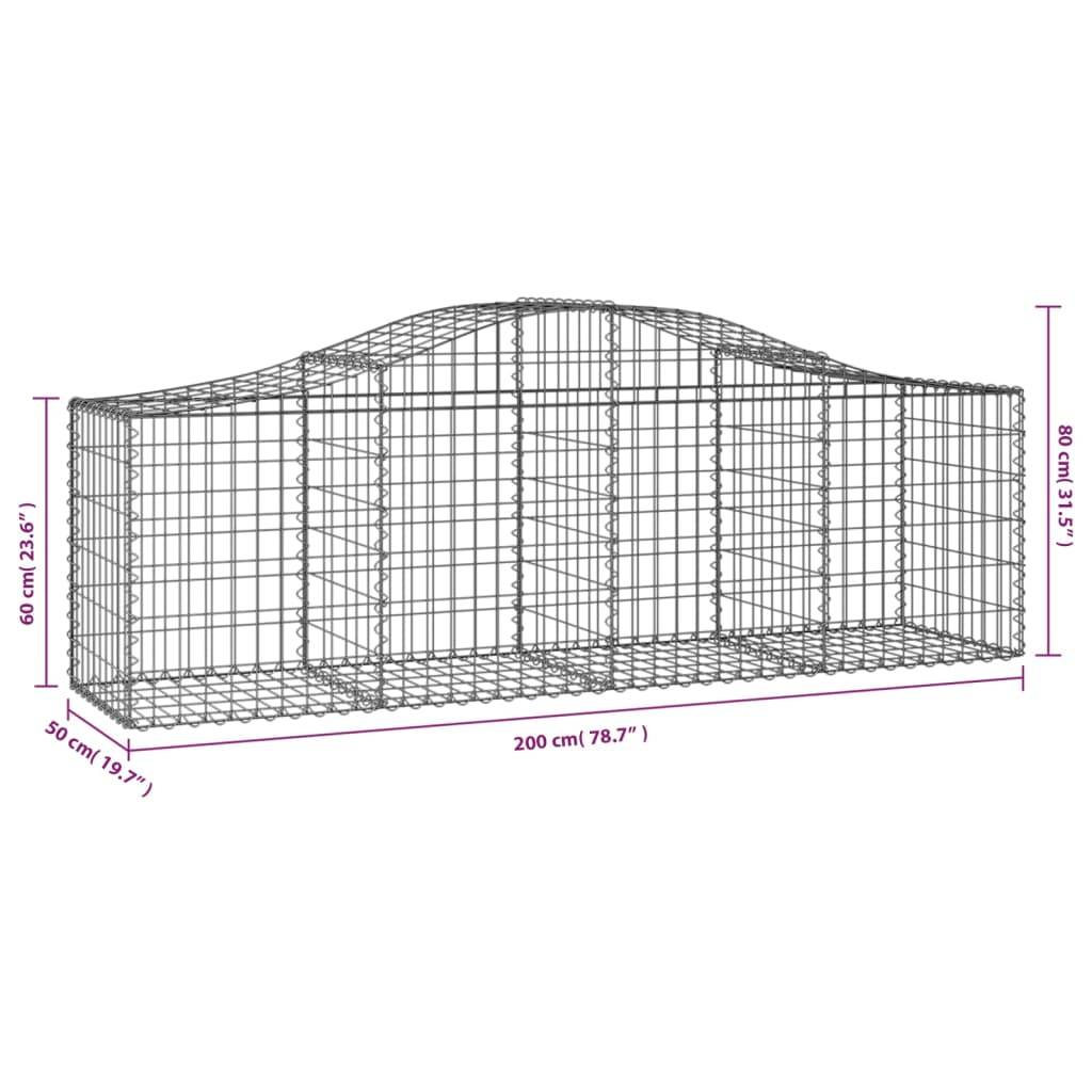 Vidaxl - Paniers à gabions arqués 2 pcs 200x50x60/80 cm Fer galvanisé vidaXL 3145598 - Image 3