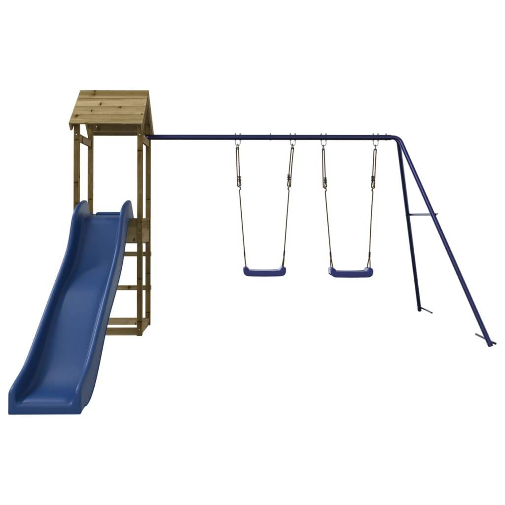 Helloshop26 - Aire de jeux d'extérieur balançoires toboggan portiques robuste jeux jardin 308 x 315 x 194 cm bois de pin imprégné - Image 3