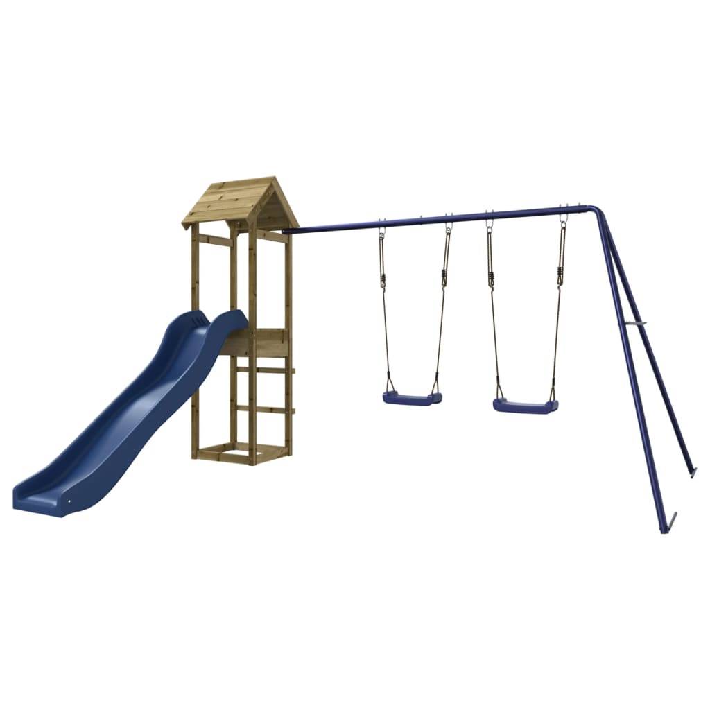 Helloshop26 - Aire de jeux d'extérieur balançoires toboggan portiques robuste jeux jardin 308 x 315 x 194 cm bois de pin imprégné - Image 2