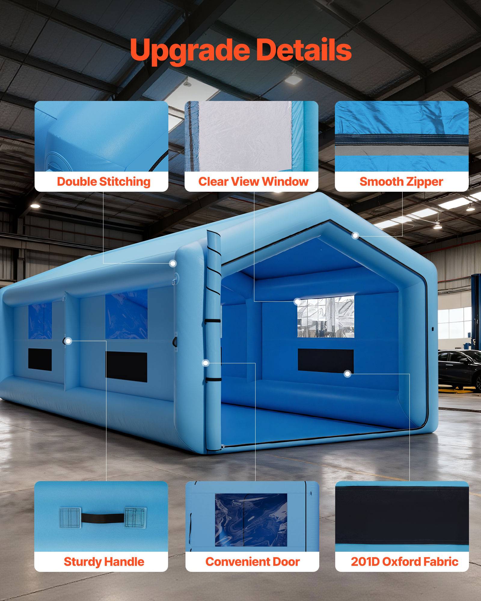 Vevor - VEVOR Cabine de peinture gonflable 12x5x4 m, ventilateur 750 W, filtration, toit incliné, portable - Image 5