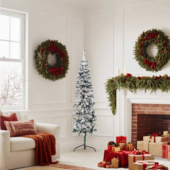 ComfortXL - Demi-sapin de Noël mural floqué PVC effet enneigé Vert 150 cm – ComfortXL Outdoor Living - Image 2