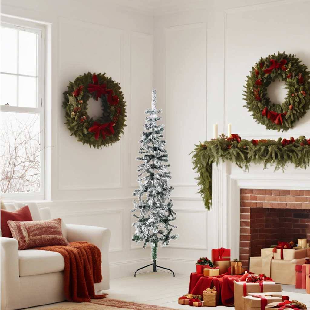 ComfortXL - Demi-sapin de Noël mural floqué PVC effet enneigé Vert 150 cm – ComfortXL Outdoor Living - Image 2