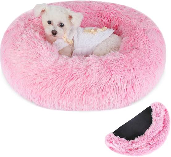 Panier Chat Rond Dehoussable et Lavable 60 cm rose clair