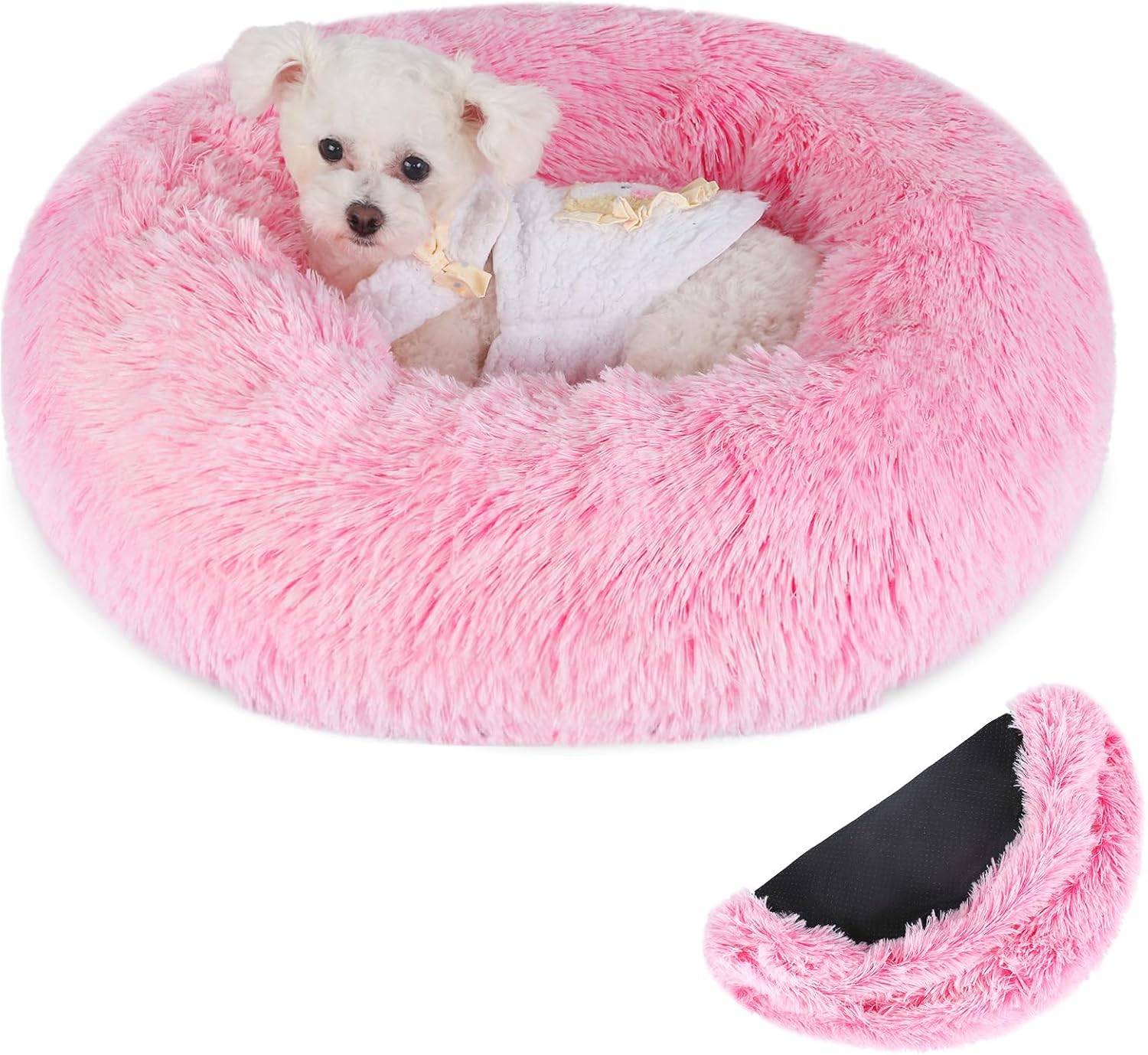 Panier Chat Rond Dehoussable et Lavable 60 cm rose clair