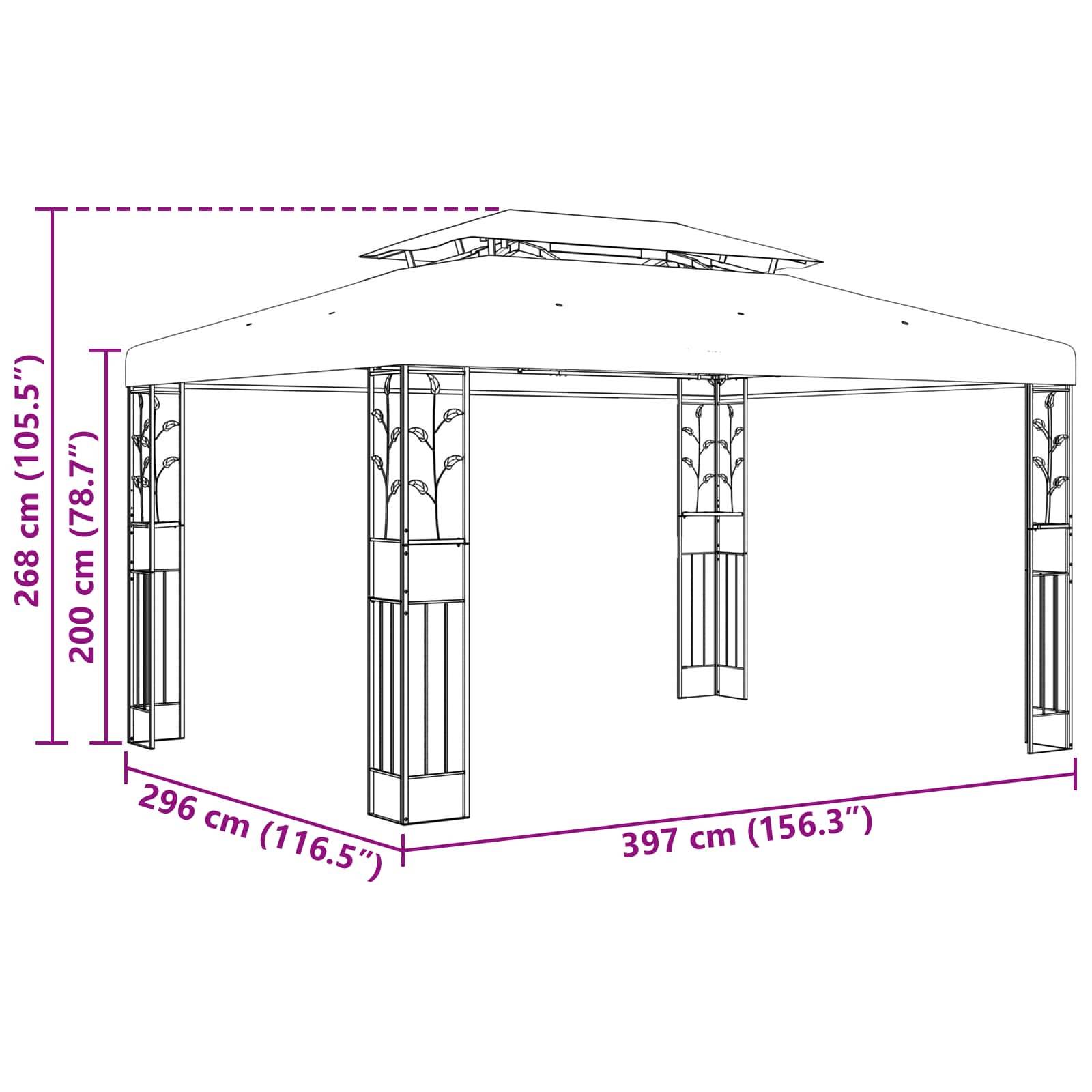 ComfortXL - Tonnelle gazebo aluminium jardin patio toit à lames orientable 4x3m bordeaux - ComfortXL Outdoor Living - Image 7