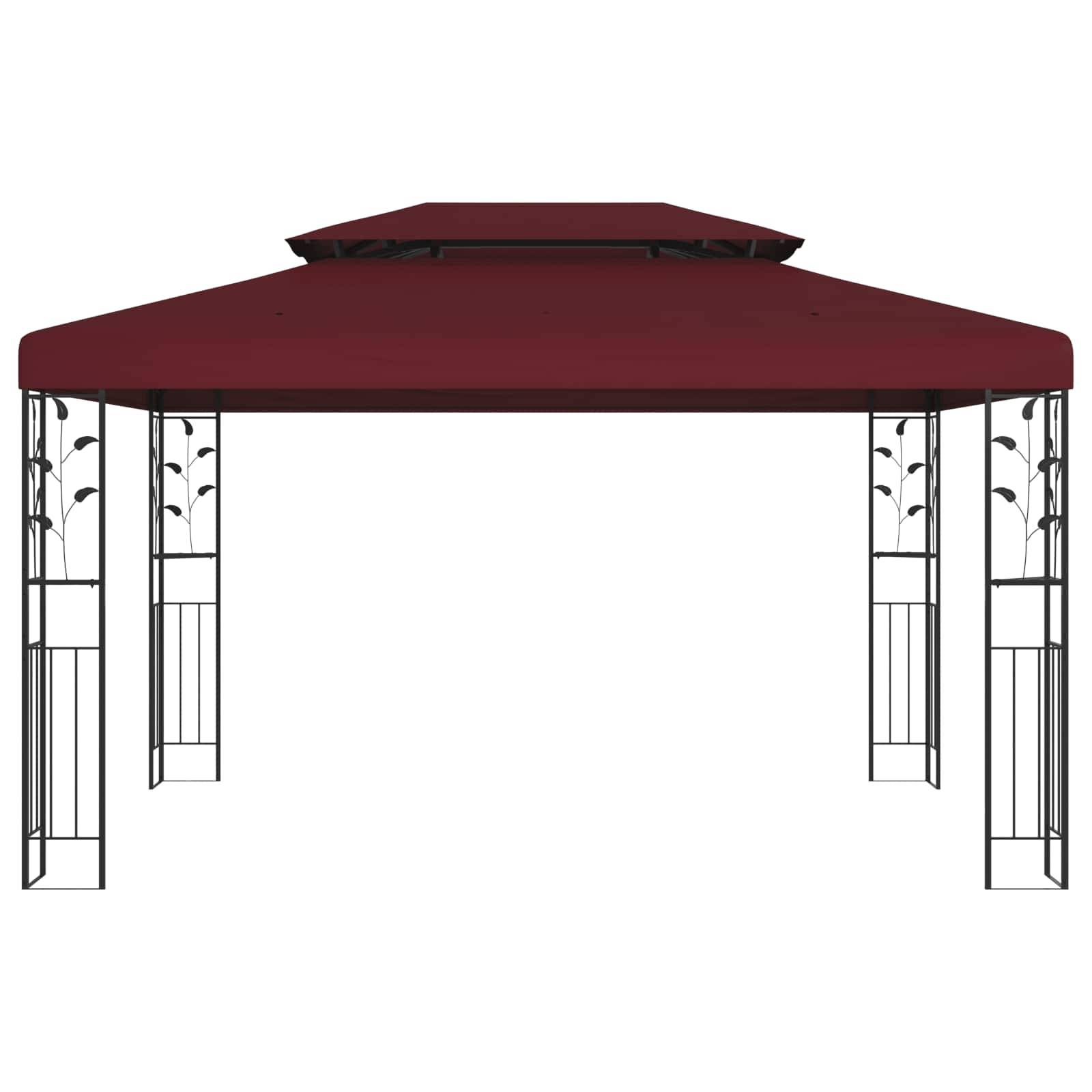 ComfortXL - Tonnelle gazebo aluminium jardin patio toit à lames orientable 4x3m bordeaux - ComfortXL Outdoor Living - Image 2