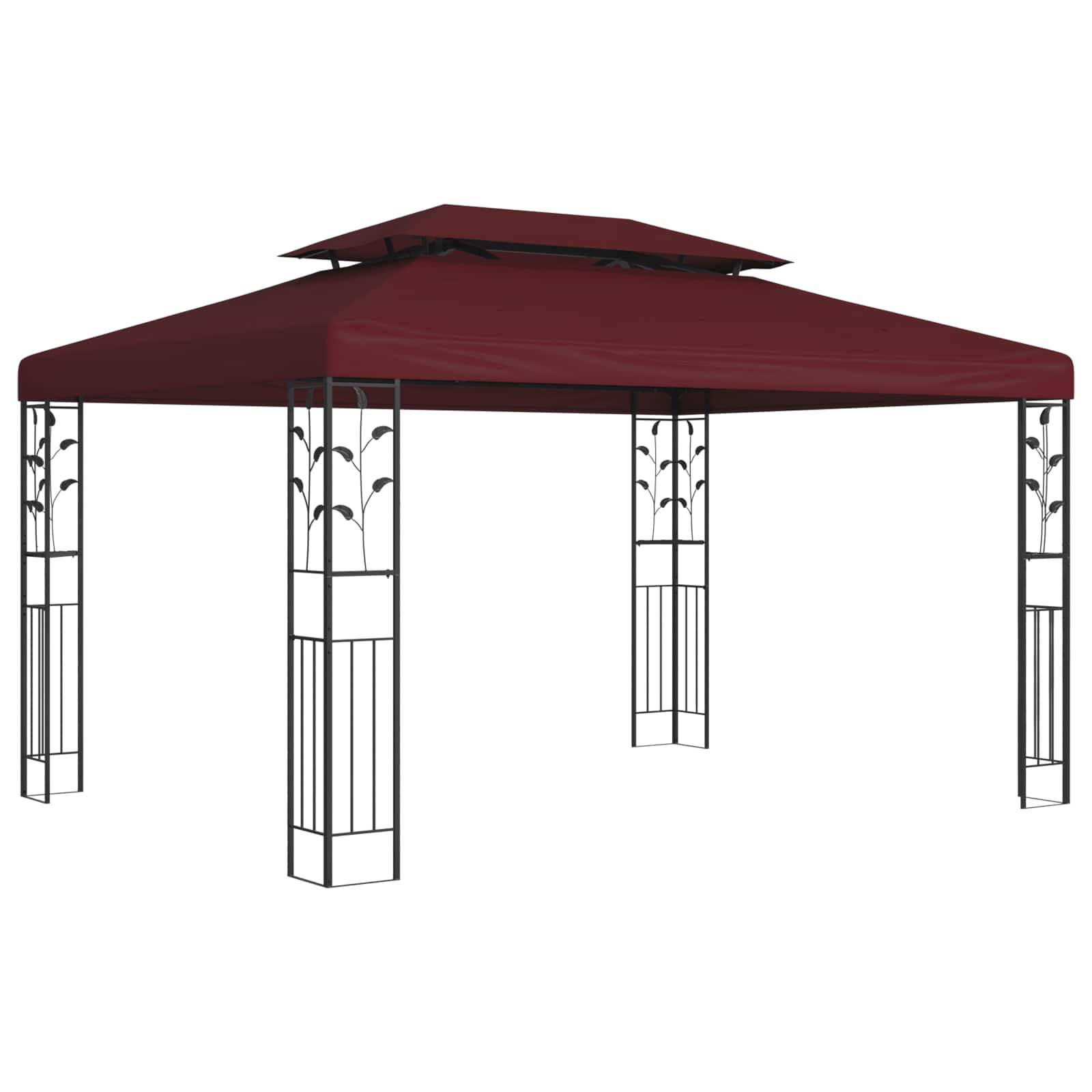ComfortXL - Tonnelle gazebo aluminium jardin patio toit à lames orientable 4x3m bordeaux - ComfortXL Outdoor Living - Image 1