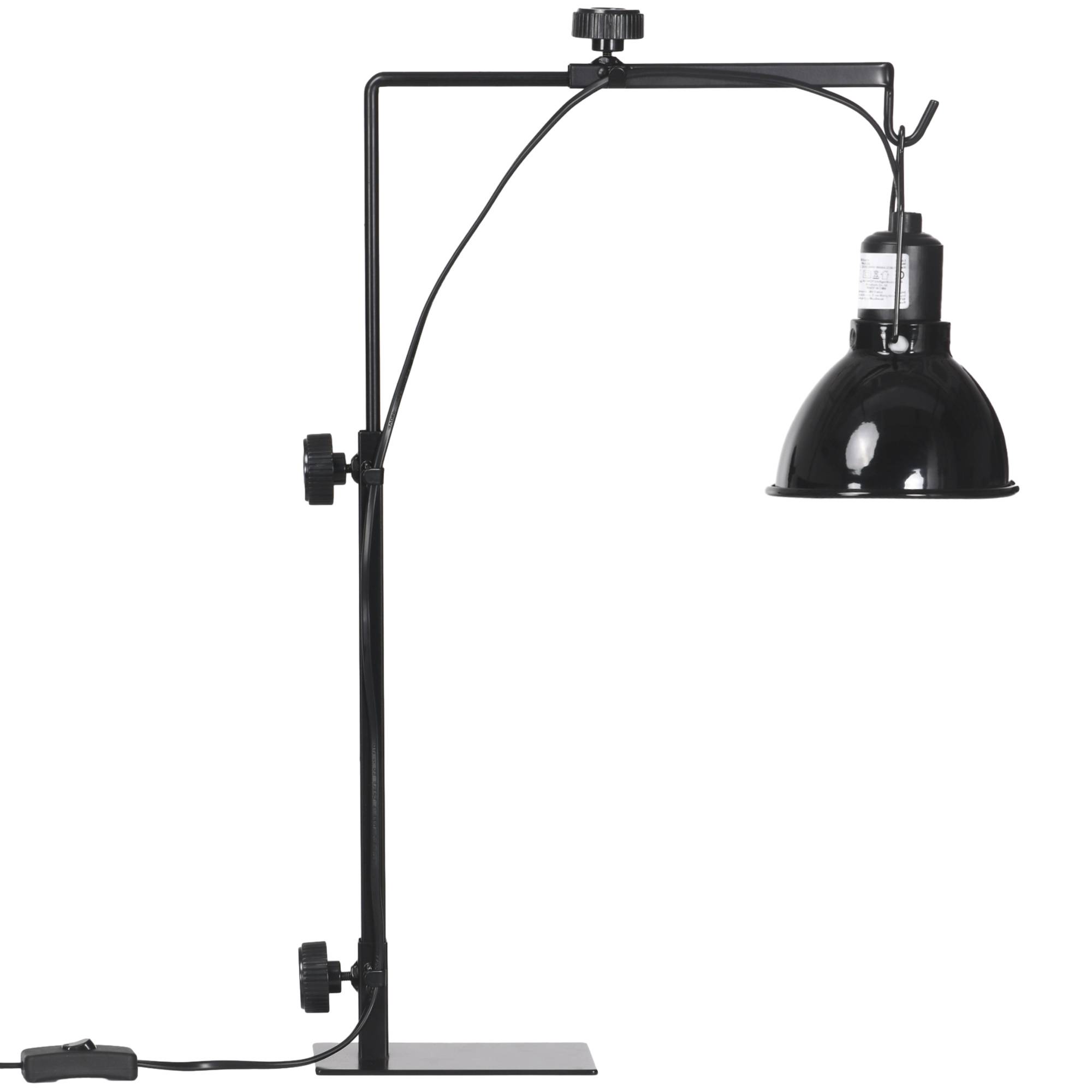 Support lampe chauffante acier pour reptiles terrarium réglable hauteur 32x9x67cm noir - ComfortXL Outdoor Living - Image 1