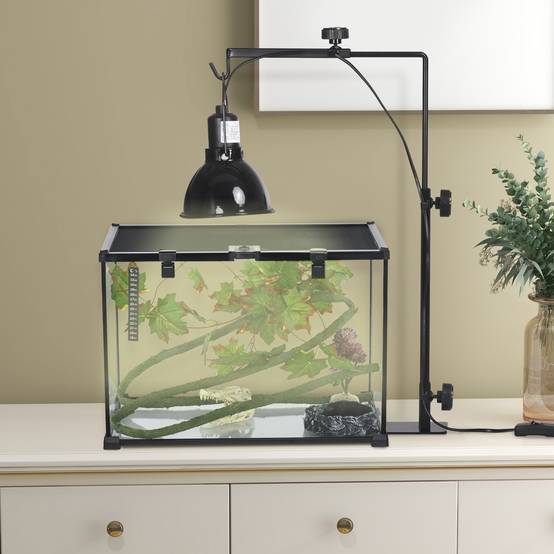 Support lampe chauffante acier pour reptiles terrarium réglable hauteur 32x9x67cm noir - ComfortXL Outdoor Living - Image 3