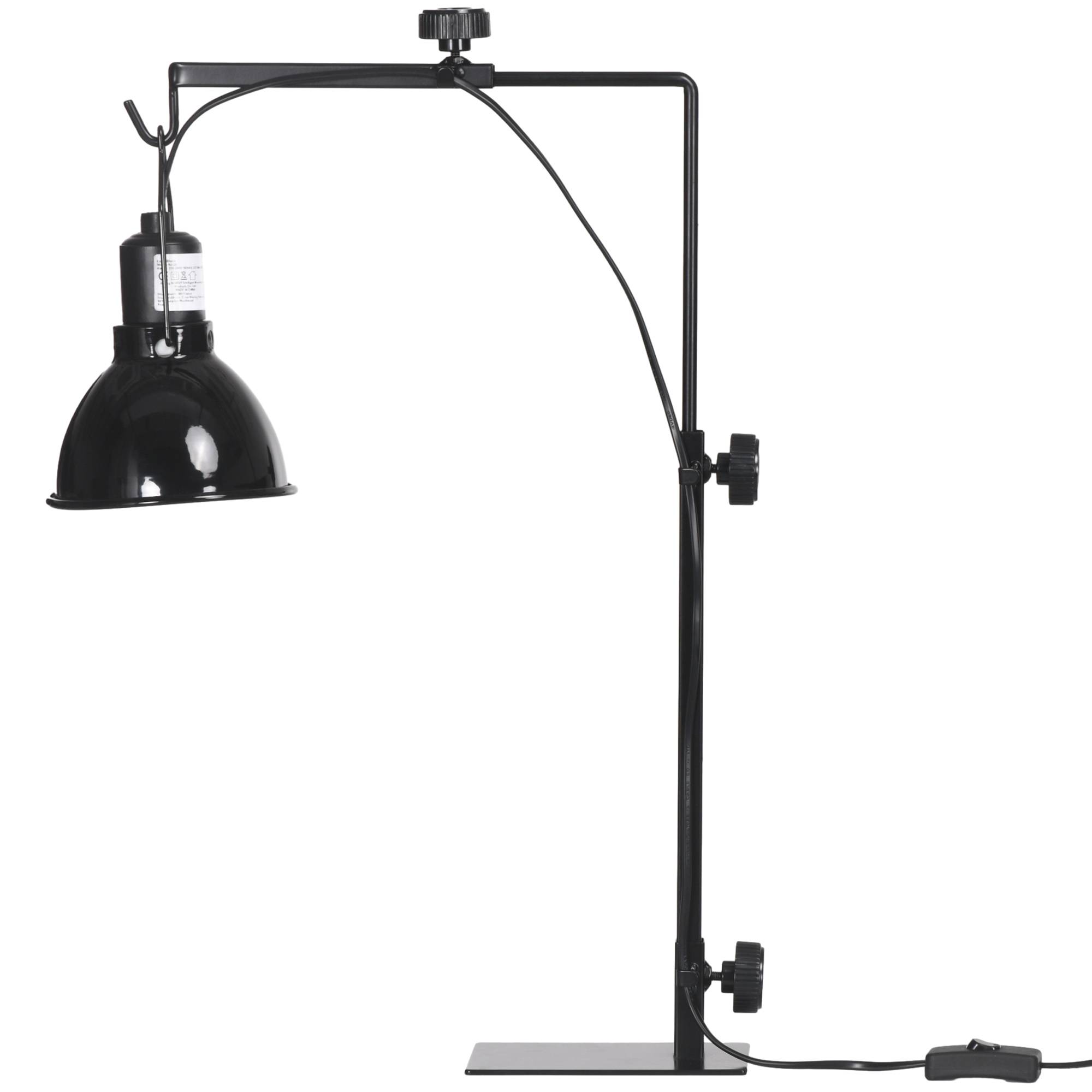 Support lampe chauffante acier pour reptiles terrarium réglable hauteur 32x9x67cm noir - ComfortXL Outdoor Living - Image 2