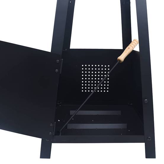 Foyer Extérieur Pyramide Acier pour Jardin Chauffage d'Ambiance 35x35x99 cm Noir - ComfortXL Outdoor Living - Image 5