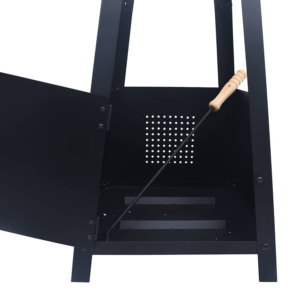 Foyer Extérieur Pyramide Acier pour Jardin Chauffage d'Ambiance 35x35x99 cm Noir - ComfortXL Outdoor Living - Image 5
