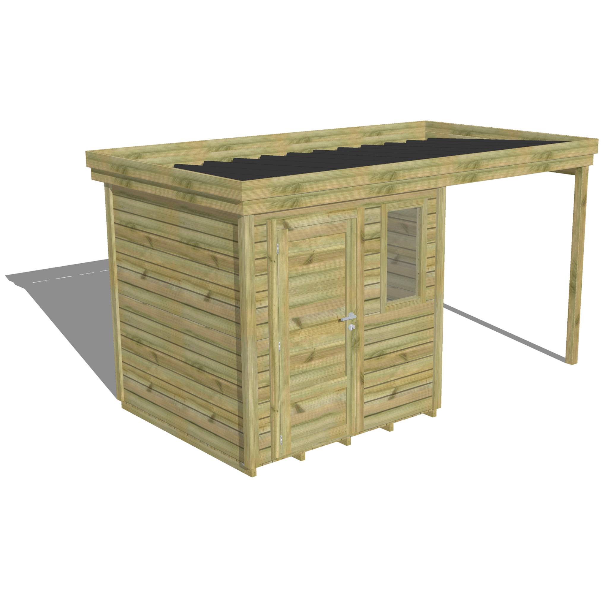 Abri Français - ABRI DE JARDIN bois Pin traité autoclave 27mm - 4,14x2,14m / 9m2 - Bac acier - Plancher bois - Image 1