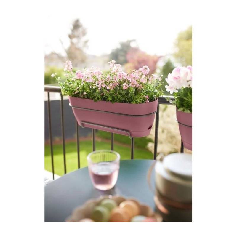 Elho - Planteur Rectangle Vibia - Plastique - Réservoir - ø70 - Rose Poussiere - Image 5