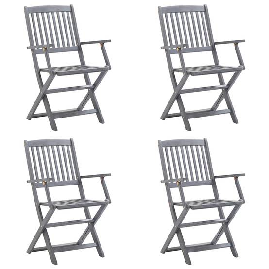 ComfortXL - Ensemble de 4 Chaises d'Extérieur Pliantes Bois d'Acacia et Coussins pour Table de Jardin Finition Grise – ComfortXL Outdoor Living - Image 2