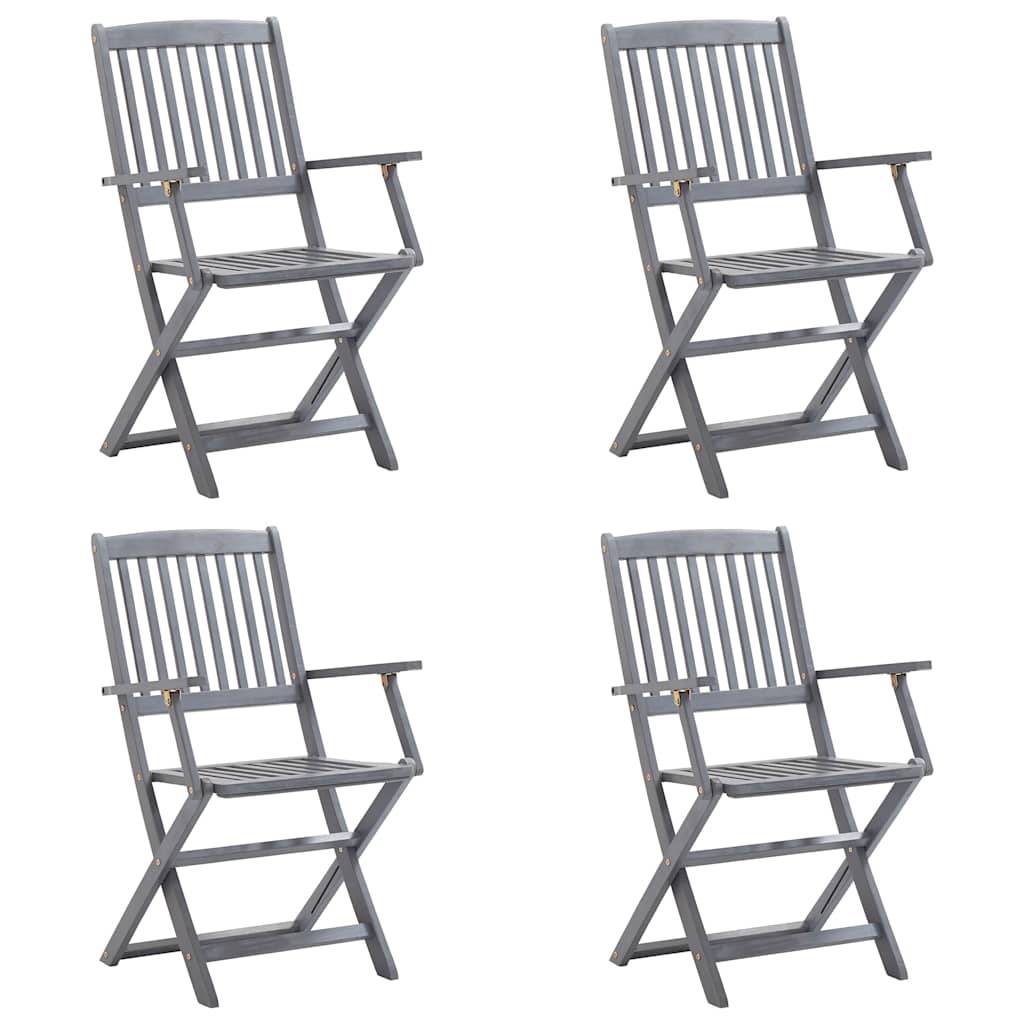 ComfortXL - Ensemble de 4 Chaises d'Extérieur Pliantes Bois d'Acacia et Coussins pour Table de Jardin Finition Grise – ComfortXL Outdoor Living - Image 2
