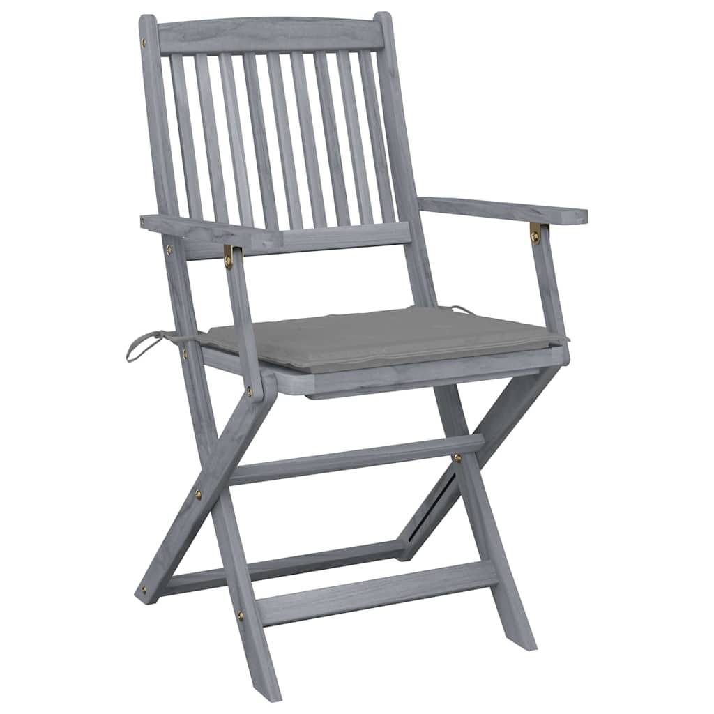 ComfortXL - Ensemble de 4 Chaises d'Extérieur Pliantes Bois d'Acacia et Coussins pour Table de Jardin Finition Grise – ComfortXL Outdoor Living - Image 3
