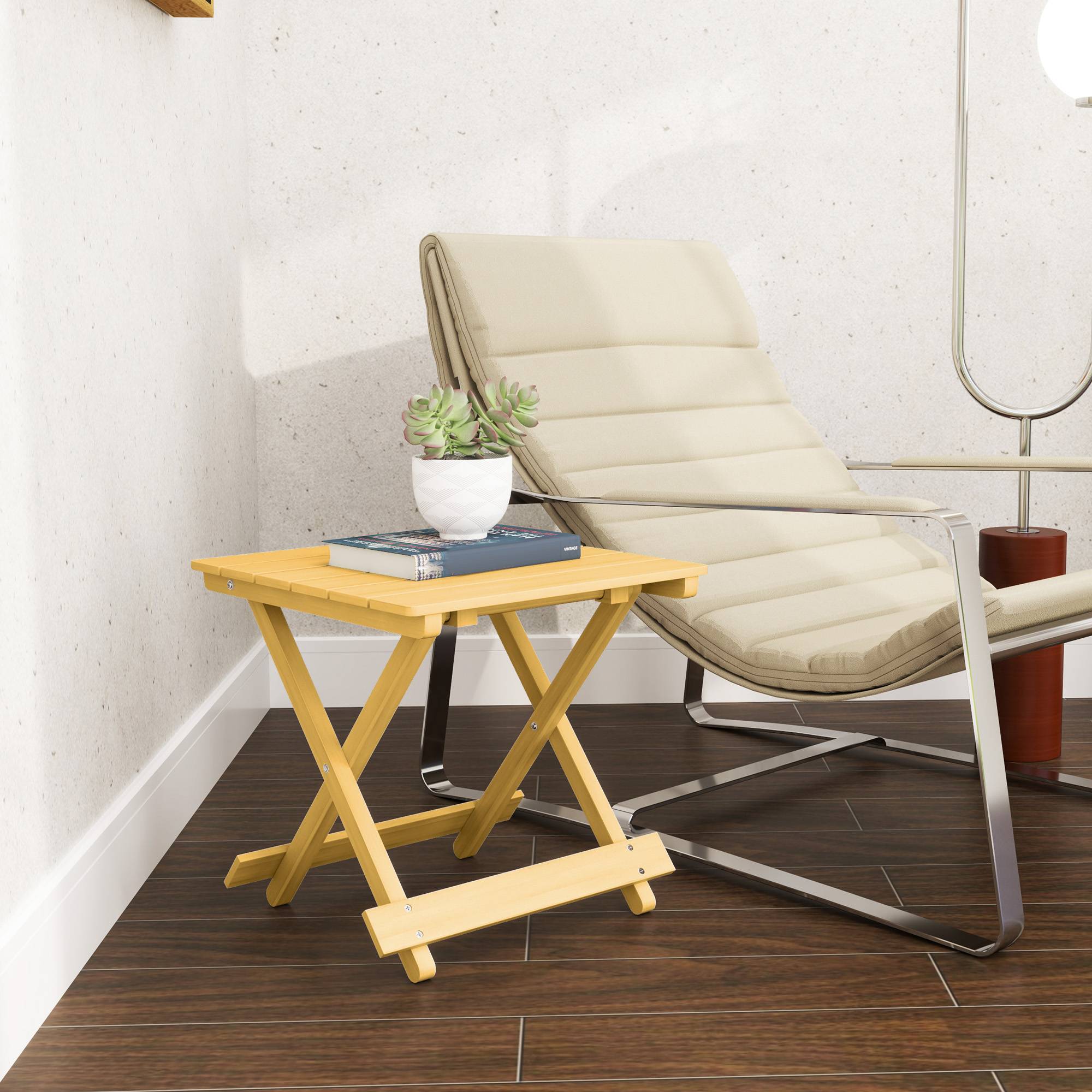 Table basse de jardin pliante bois naturel 43 x 40 x 40 cm - PANGIVO - Image 4
