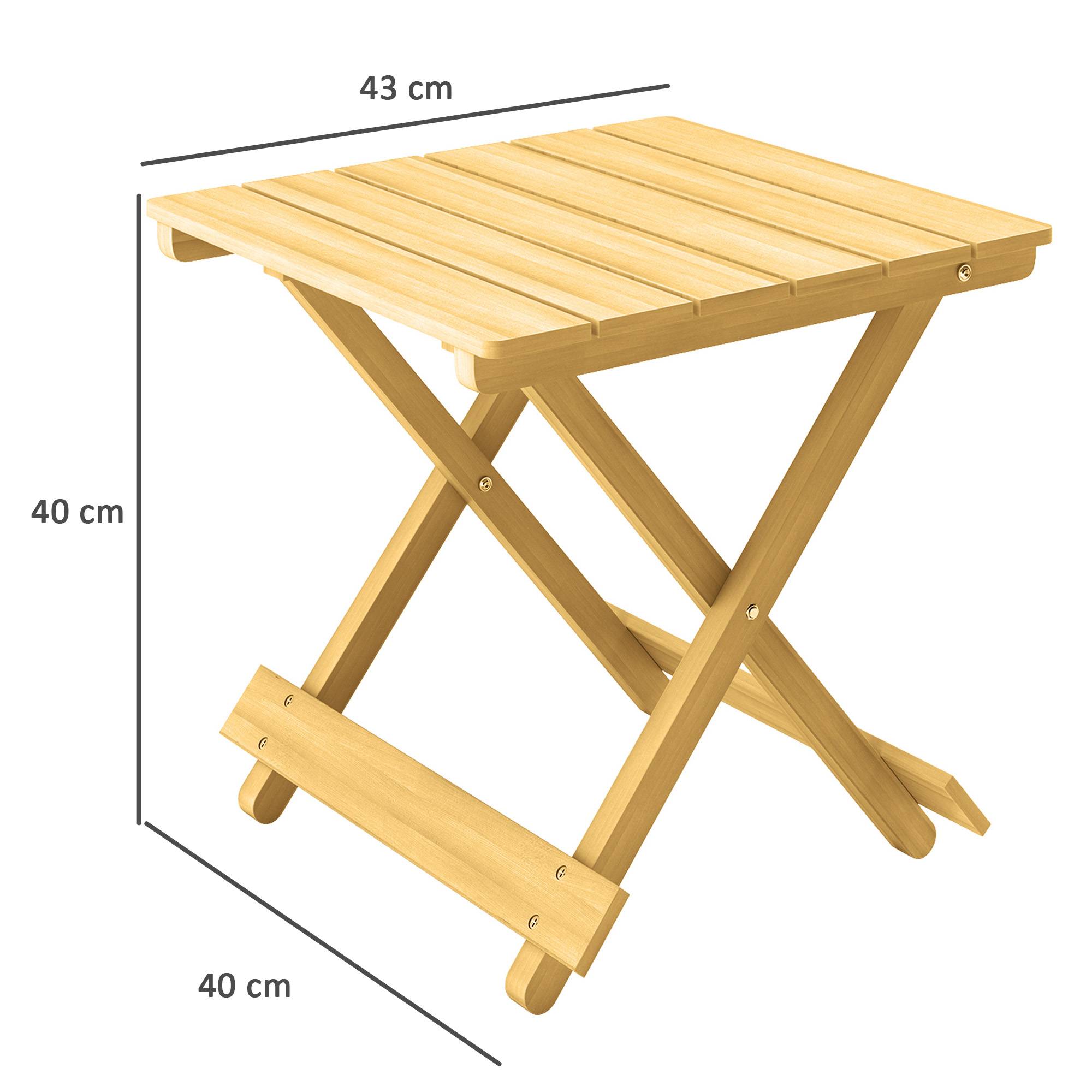 Table basse de jardin pliante bois naturel 43 x 40 x 40 cm - PANGIVO - Image 5