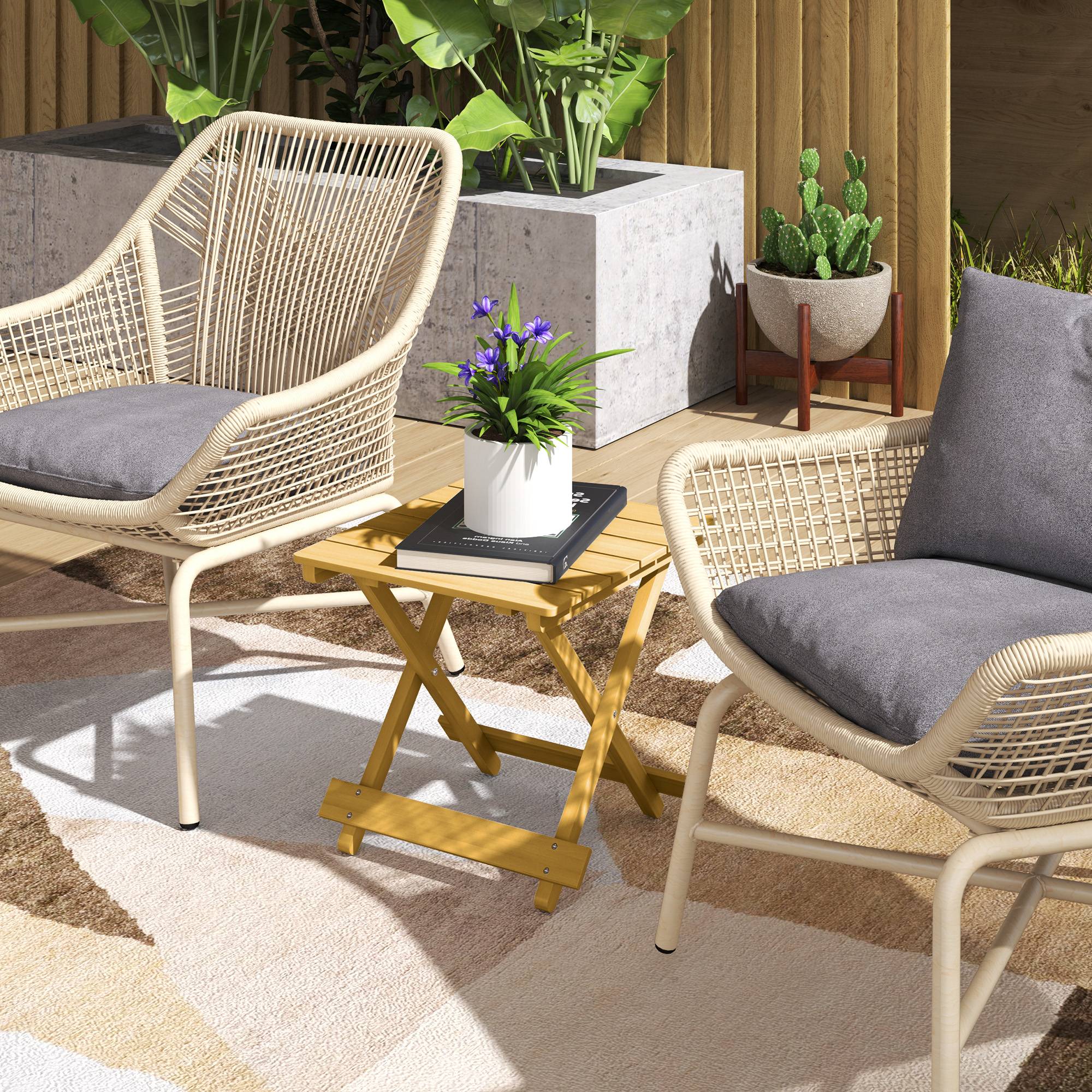 Table basse de jardin pliante bois naturel 43 x 40 x 40 cm - PANGIVO - Image 3