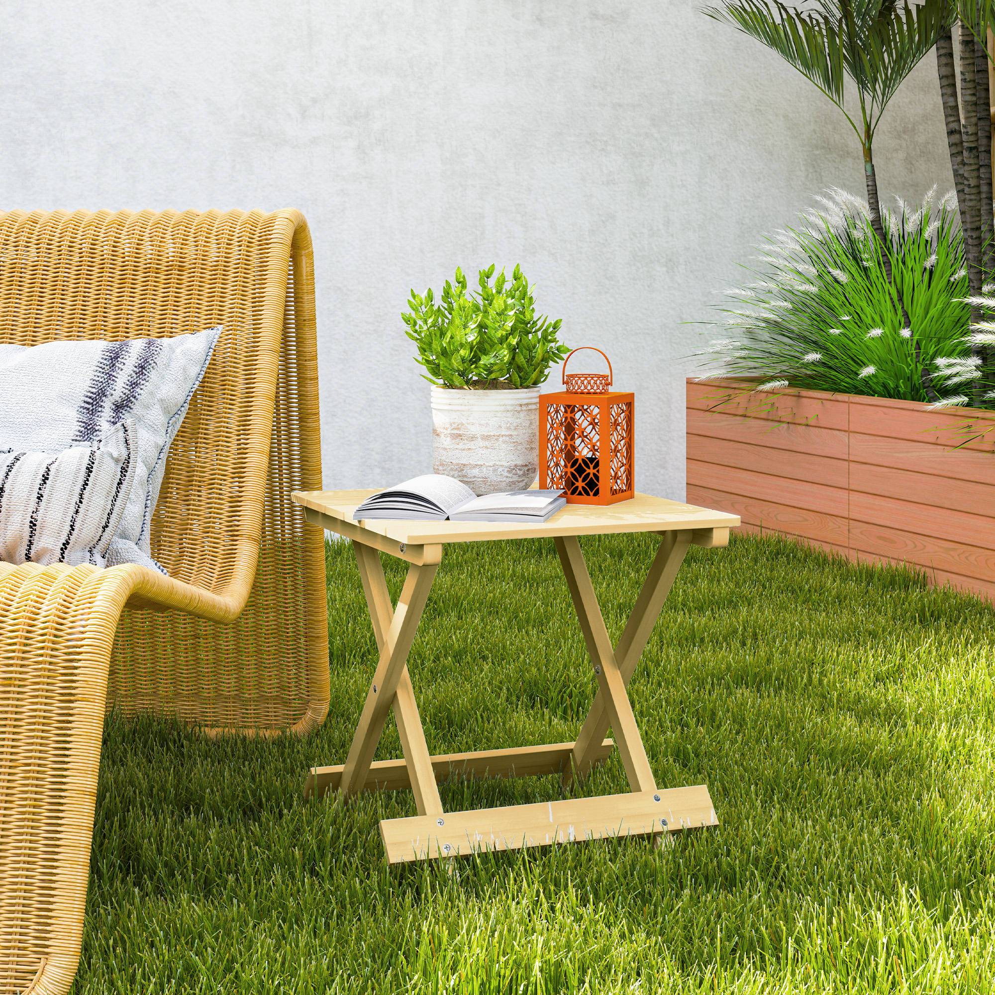 Table basse de jardin pliante bois naturel 43 x 40 x 40 cm - PANGIVO - Image 10