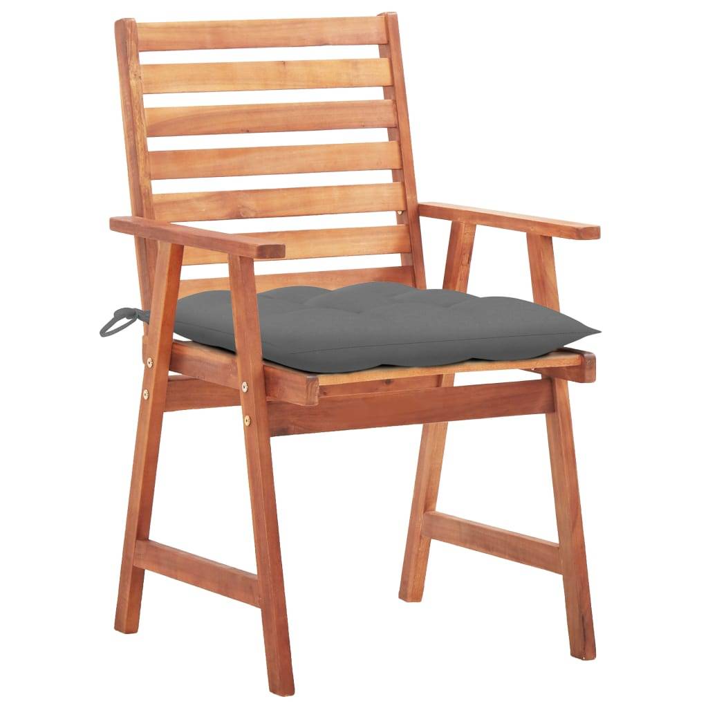 Lot de 2 chaises de jardin acacia naturel et gris 62 x 56 x 92 cm - PANGIVO - Image 2