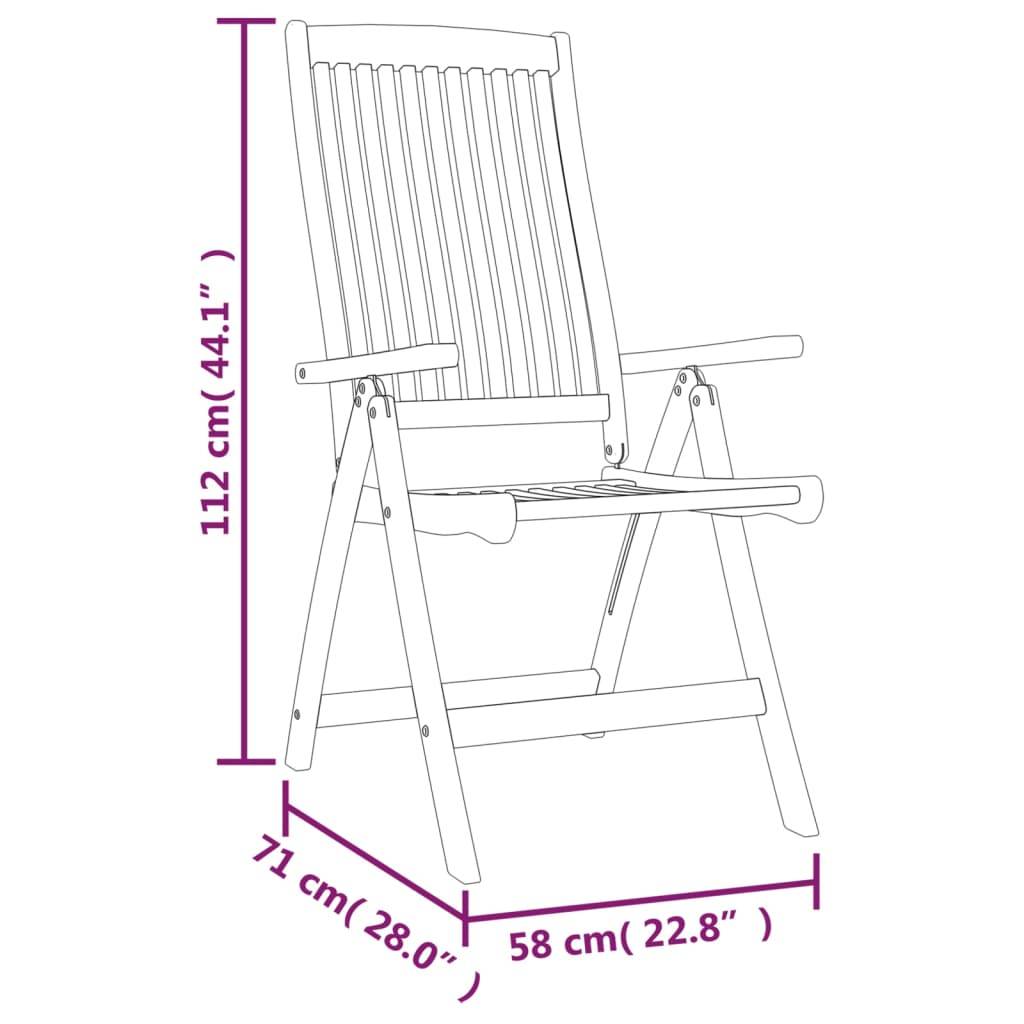 Chaises de jardin pliables Bois d'eucalyptus massif 58 x 71 x 112 cm - PANGIVO - Image 6